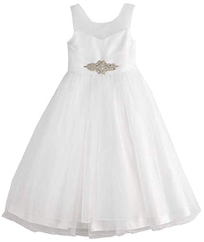 Bonnie Jean Iris & Ivy Girls 6-14 White with Rhinestone Communion Wedding Dress
