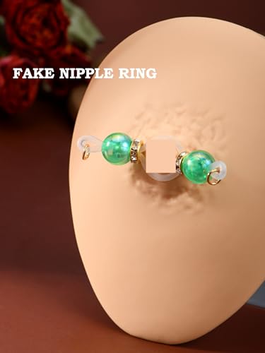 DJCIW 4 Pairs Handmade Fake Nipple Rings,Adjustable Nipple Nooses with 8mm Silicone Multicolor Beads and Barbells,Non-Piercing Faux Nipple Piercing Comfortable Everyday Wear Cute Body Jewelry4