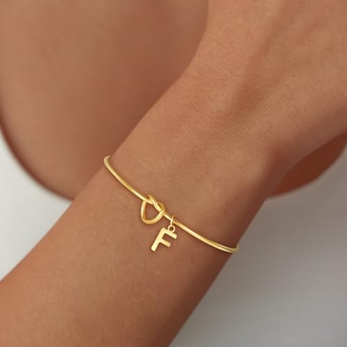 Image of Eaciy Initial Braclets for Girls Women - Teen Girls Gifts Trendy Stuff 18K Gold Plated Knot Initial Letter Bracelets Dainty A - Z Letter Bracelet Birthday Gifts for Girl Women Age 5-16