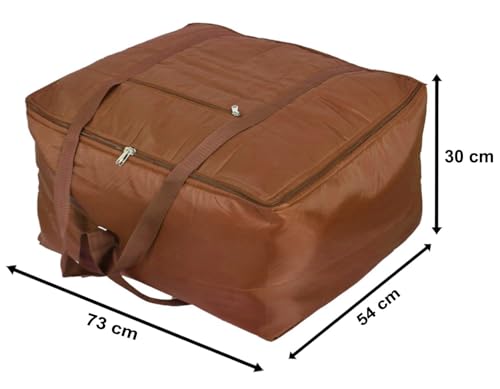 Image of Peafowl Double Bed Blanket Bag Cover /Saree Bag With Water Proof Dust Proof /King Size Blanket Cover Jumbo Bag (Coffee)