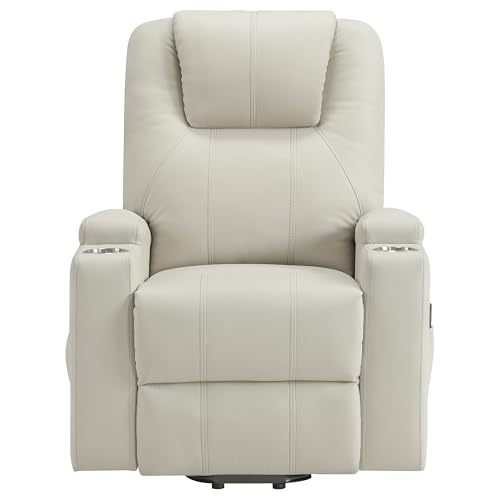 Sillón masaje reclinable marfil con mando y portavasos miniatura 6