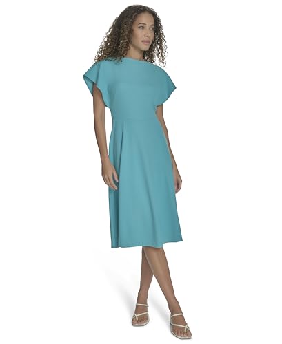 Calvin Klein Women's Scuba Crepe Event Short Sleeve Midi Dress