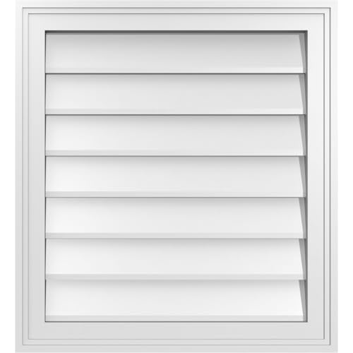 22"W x 24"H Rectangle Surface Mount PVC Gable Vent: Non-Functional, w/ 1-1/2" x 2" Brickmould Frame
