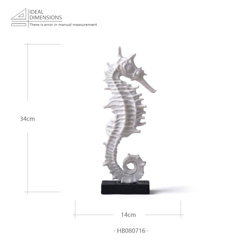 Cadeau maison statue hippocampe 34cm pour bibliothèque - 7