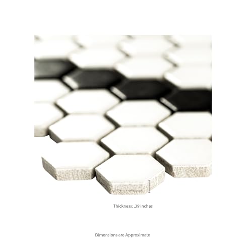 MSI White Black 12 in. x 12 in. Hive Pattern Porcelain Mosaic Tile - image 4