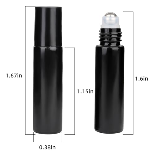 10ML Glass Essential Oil Roller Bottles,24 Pack black Oil Roller Bottles for Essential Oils, refillable rollerball bottle(24 Labels, Opener, Funnel, Dropper Included)2