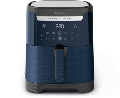 Moulinex Easy Fry & Grill XXL, Friggitrice ad Aria, 6.5 Litri/2Kg, 2 Pietanze in 1, Cottura ad Aria e Griglia, Capacità fino a 8 Persone,1830W, 8 Programmi, App per Ricette, Colore Blu, EZ801420