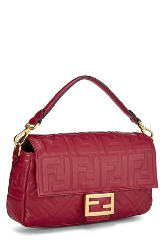 Pre-Loved Red Embossed Calfskin Convertible Baguette, Red2