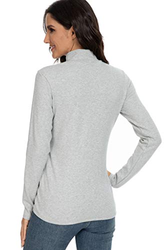 Image of Women's Cotton Mock Turtleneck Long Sleeve Basic Thermal Top