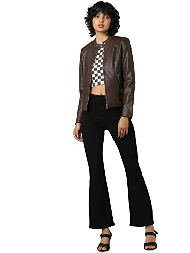 Image of ONLY Women Brown Leather Jacket