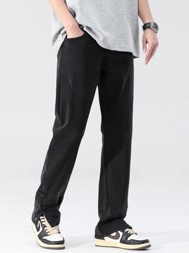 Jeans Pants Trouser Denim Handsome Spring and Summer Men's Black Elastic Loose Straight Casual Versatile Long2