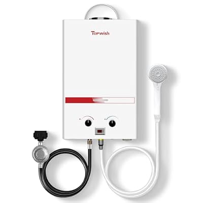TOPWISH Propane Water Heater Tankless, 8L Portable Water Heater,2.11GPM Gas Portable Hot Water Heaters with Multi-Protection, Instant Camping Water Heaters for Camping, Outdoors Shower RV Shower,White