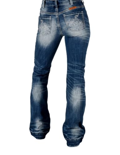 Cowgirl Tuff Western Jeans Womens Buck Off 30 Reg Dark Wash JBUCKF3