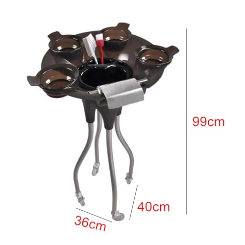 Chariot de salon en métal avec plateau et bol de teinture pour coiffeur et manucure