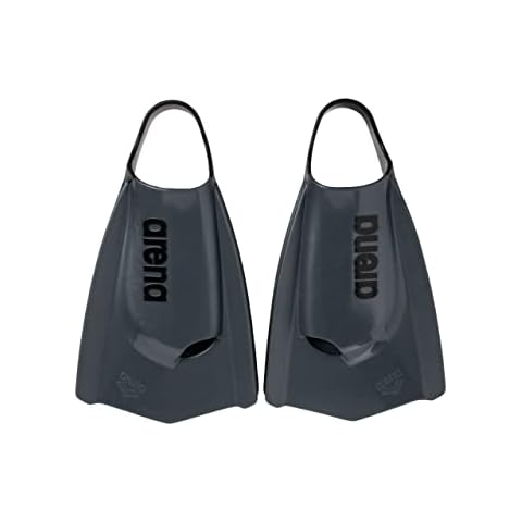 Arena Unisex Adult Powerfin Pro II Swim Training Fins Men and Women Silicone Short Blade Flippers Left/Right Customized, Black, Size 7.5-9 Cover