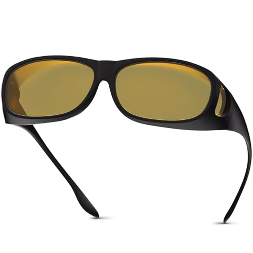 Night Driving Glasses Anti Glare Polarized Night Vision Yellow Tint Glare Reducing Fit Over Driving Sunglasses for Men