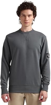 Calvin Klein Sudadera sin Capucha para Hombre Badge Crew Neck, Gris (Endless Grey), 3XL