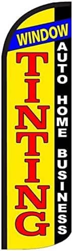 4 Less Co WINDOW TINTING AUTO HOME BUSINESS - Windless Swooper Flag Feather Banner Sign 3x11.5 ft Tall (Flag Only) yq