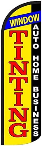 4 Less Co WINDOW TINTING AUTO HOME BUSINESS - Windless Swooper Flag Feather Banner Sign 3x11.5 ft Tall (Flag Only) yq