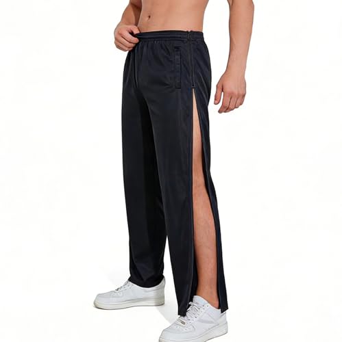 Reha Hose Herren Damen Seitlich Zu Öffnen Baggy Trainingshose mit Seitlichem und Reißverschluss Am Bein Weites Bein Schnellfickerhose Sporthose Freizeithose Breite Jogginghose