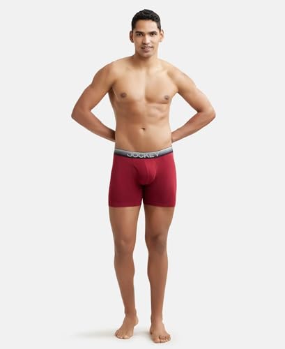 Image of Jockey ZN03 Men's Super Combed Cotton Elastane Stretch Solid Boxer Brief with Ultrasoft Waistband