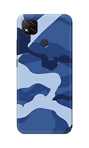 Image of Printed Hard Back Cover Case for Mi Redmi 10A | Mi Redmi 10A Sport Back Cover (Army Blue Pattern) -1302