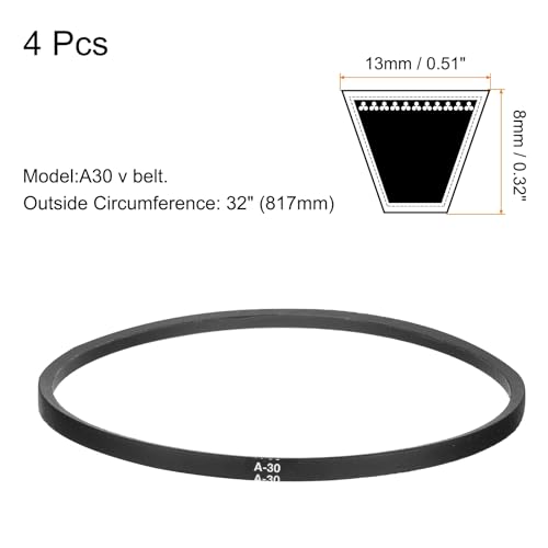 Image of uxcell 4pcs A30 or 4L320 Classic Wrapped Rubber V-Belt, 30 inch(767mm) Inside Circumference, A Profile V Belt
