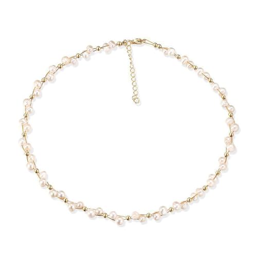K-Elewon Natural Freshwater Pearl Choker Necklace for Women Dainty 18K Gold Plated Baroque Pearl Necklaces Handmade Jewelry Gift CH01-01