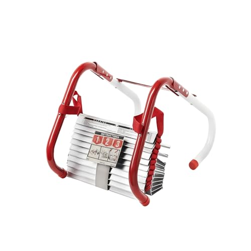 QIUNAOZI Escalera de Escape en Caso de Incendio para Casas de 2 Pisos Escalera de Seguridad de 24/32 pies Capacidad de Carga de 1000 LB con peldaños Antideslizantes 24ft