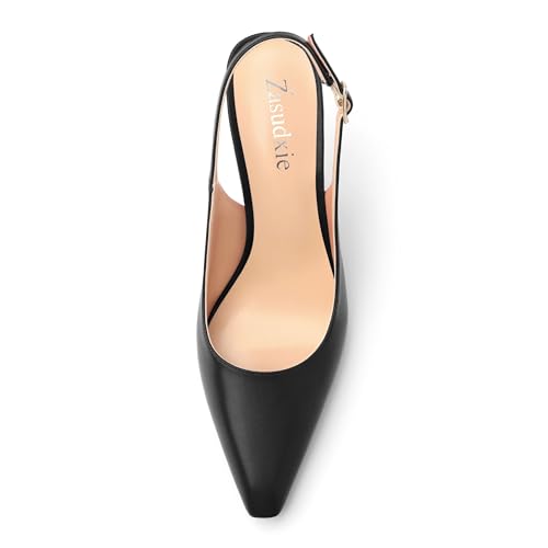 Women's Slingback Heels, Sexy Pointed Closed Toe Matte Stiletto Pumps Slingback Heels for Women Slip on Ankle Strap Wedding Party Dress Sandals Shoes 3.35 Inch3