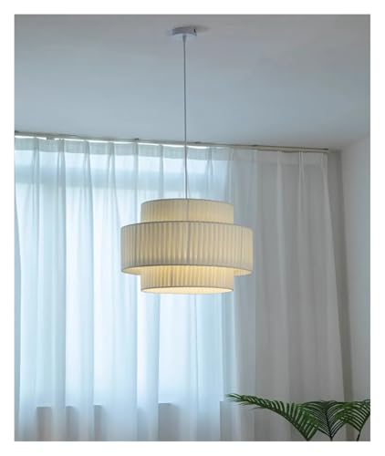 Lustre LED moderne suspension chambre déco loft tissu blanc