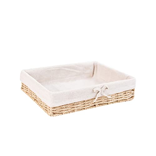 収納かご浅型卓上収納藤かご収納バスケットインナー付き洗える手編みラタンかごお菓子入れ書類果物雑貨スタイルパンかご卓上収納田園風収納ケースベージュL