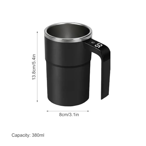 qokeeu Upgrade Self Stirring Mug with Temperature Display, Rechargeable Auto Magnetic Mug, 380ML Automatic Magnetic Stirring Coffee Cup Self Mixing Coffee Cup Rotating for Coffe Milk - Image 6