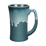 600ml große Keramik Kaffeetassen Becher, handgemachte Keramik große Teetasse für Büro und Zuhause, großer Griff, leicht zu halten, mikrowellen spülmaschinenfest, stilvolle Texturglasur (Dark Green)