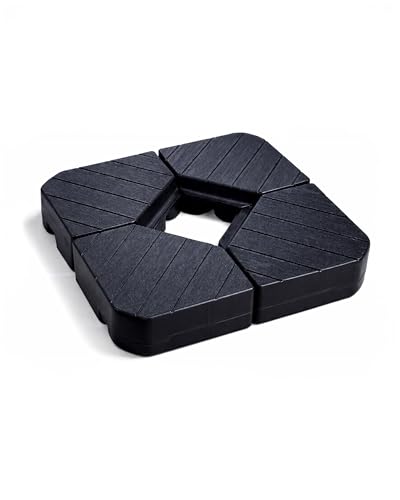 KEPLIN Square Plastic Cantilever Parasol Base 4 Piece Set - Fillable Water & Sand Weighted Up to 100kg Garden Umbrella Base HDPE Heavy Duty Parasol Weights Outdoor Patio Terrace Use 81 x 26 x 40cm
