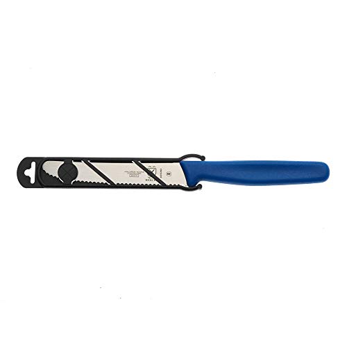 Image of Mercer Culinary M33932BLB Bar Knife, 4-5 /16 inch Wavy Edge, Rounded Tip, Blue