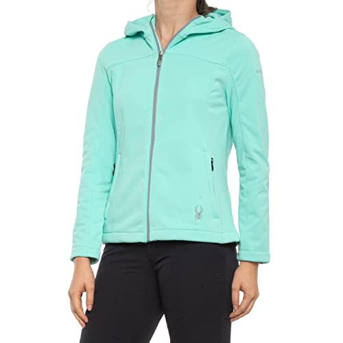 Spyder Women's Alyce Full Zip Soft Shell Hooded Jacket, Vintage Green Large