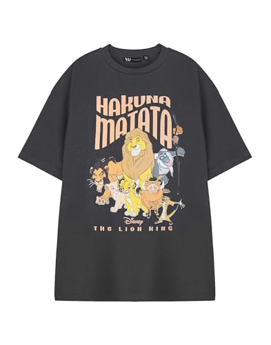 Disney The Lion King Women's Graphic Tee | Hakuna Matata Grey Classic Cartoon Top | Simba Timon Pumbaa Rafiki Zazu T-Shirt | Crew Neck Short Sleeve Pull On Casual Wear | Ladies' Movie Apparel