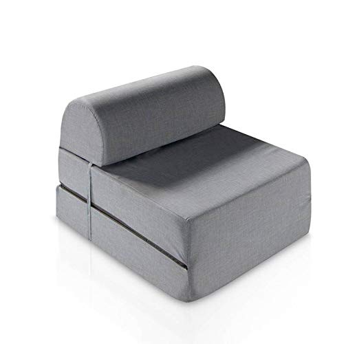 Aznar Puf Cama Individual Convertible Sillón Cama Plegable Sofá Multifuncional para Invitados Apartamento Pequeño Colchón Espuma de Alta Densidad 182x80 cm Diseño Compacto Moderno para Hogar Oficina