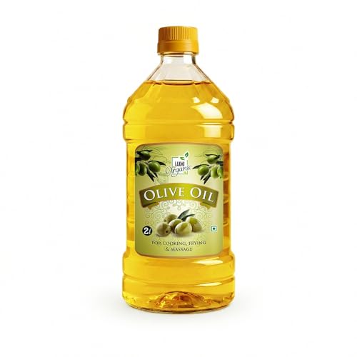Image of LAXMI ORGANIC Pure Olive Oil 2 Litre | Cold Pressed Jaitun Ka Tel | 100% Pure Edible Oil for Cooking, Skin & Hair Care | Rich in Antioxidants & Vitamin E | Daily Use Healthy Oil