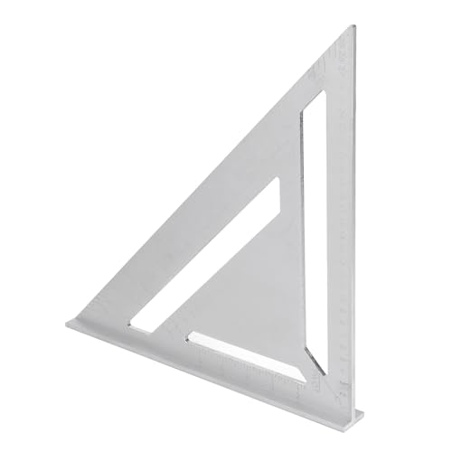 45 Degree Aluminum Alloy Rafter Square, 30cm Carpenter Square with Engraving Scale for Woodworking, Triangular Ruler Tool, Saw Guide, Protractor and Frame Square