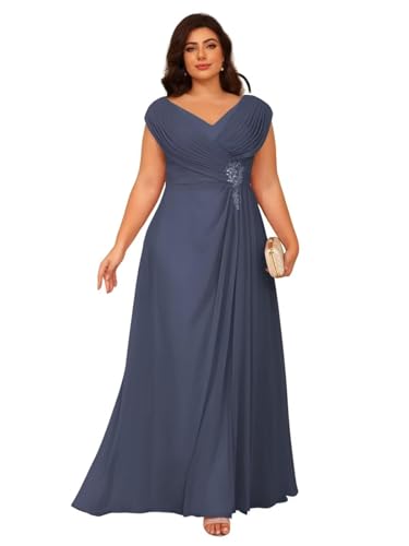 Image of Clothfun Simple V Neck Mother of The Bride Dresses Lace Appliques Chiffon Sleeveless Mother of The Groom Dress CYN014