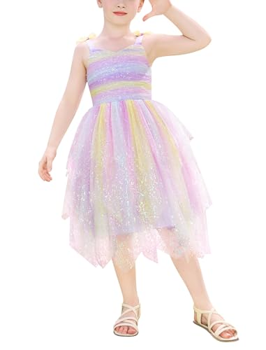 ODASDO Toddler Kids Girls Spaghetti Straps Handkerchief Tulle Tutu Dresses for Party Birthday Wedding Photoshoot Holiday