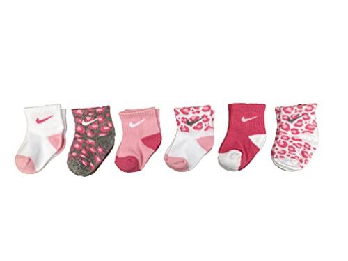 Nike Little Girls Lightweight Ankle Socks 6 Pack (Pink(NN0662-AA7)/White, 12-24 Months)