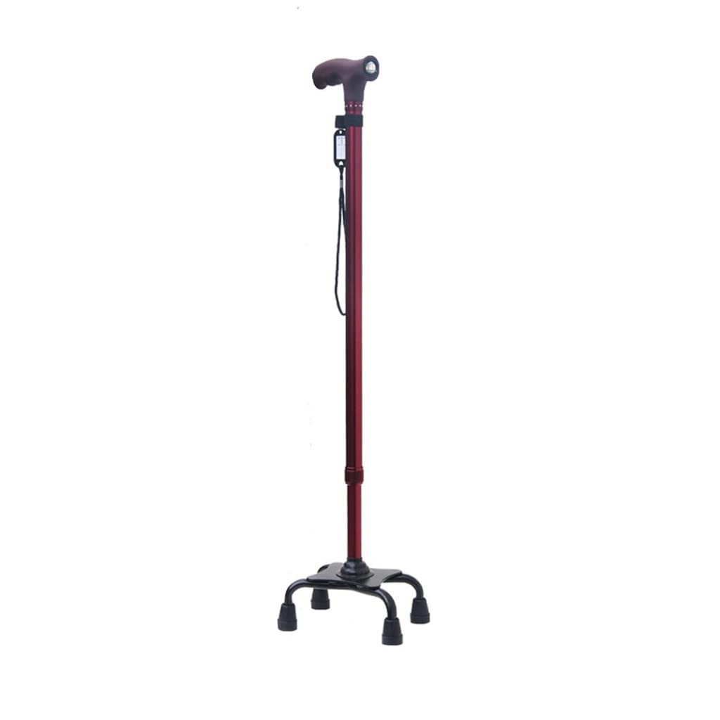 bastone da passeggio, Stampelle a doppio scopo for anziani, bastone antiscivolo, a quattro zampe, telescopico leggero illuminato, a punte