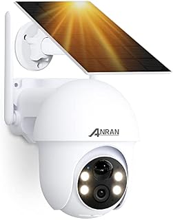ANRAN Security Camera Outdoor Wireless with 360° View, 5MP Solar Security Camera Outdoor with Smart Siren, Spotlights, Human Detection, 2-Way Audio, Color Night Vision, Work with Alexa, Q01 Max White