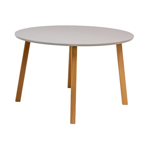 POSNORD Couchtisch Rund Ø 80 cm Höhe 50 cm | Beistelltisch Couch Holz mit Buchenholzbeinen | Wohnzimmertisch Skandinavisch/Sofatisch | Couchtisch Beige