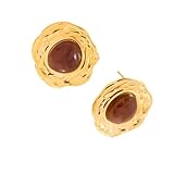 Pendientes artesanales de textura martillada de acero inoxidable, mezcla de resina, ligeros, resistentes a las alergias, estilos versátiles, accesorios de uso diario, hechos a mano con textura, One