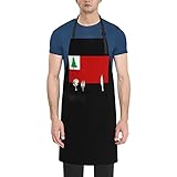 Schürzen Neuengland-Kiefernflagge Ölbeständig Köche Schürze Mit 2 Geräumigen Taschen Apron Für Café Malerei Künstler