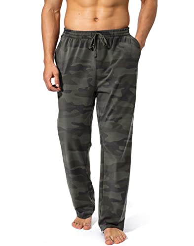 Image of Pudolla Men's Cotton Yoga Sweatpants Athletic Lounge Pants Open Bottom Casual Jersey Pants for Men with Pockets